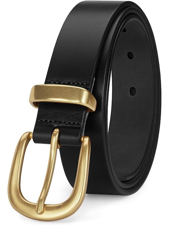 Stylish Women\'s Full Grain Leather Belt for Jeans & Dresses - Gold Buckle Gift main image 6